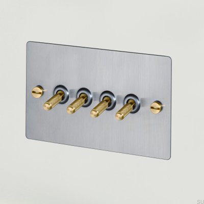 Cross 4G Quadruple Switch Steel Silver with Brass British Standard