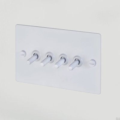 Cross 4G Quadruple Switch Steel White British Standard