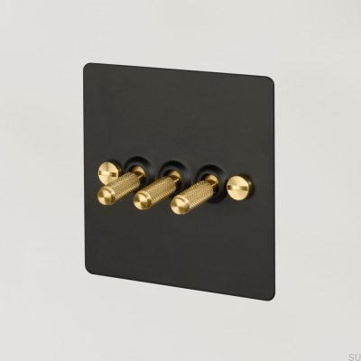 Cross 3G Triple Switch Black Steel with Brass British Standard