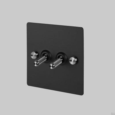 Cross 2G Double Switch Steel Black with Silver British Standard