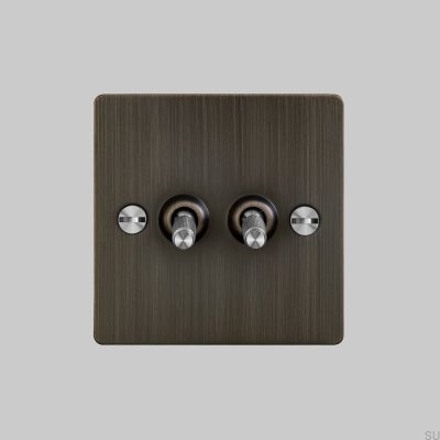 Double Switch Cross 2G Burnt Bronze Brass with Silver British Standard