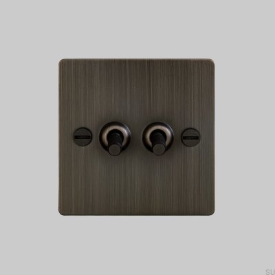 Double Switch Cross 2G Burnt Bronze Brass British Standard