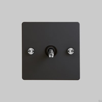 Cross 1G Single Switch Steel Black with Silver British Standard