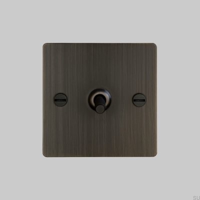 Single Switch Cross 1G Brass Burnt Bronze British Standard
