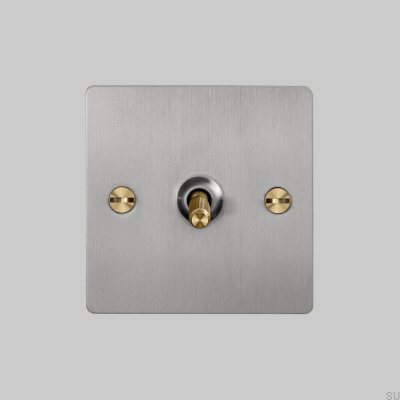 Cross 1G Single Switch Steel Silver with Brass British Standard