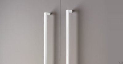 Elongated furniture handle U 0056 320 Metal White Mat