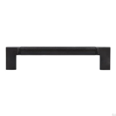 Oblong furniture handle 2457 128 Metal Black Mat