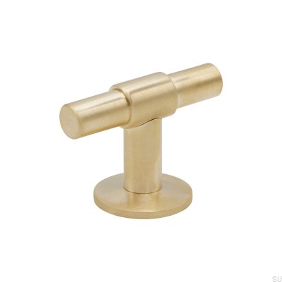 Furniture knob T-Bar Uniform Brass Brushed Unpainted