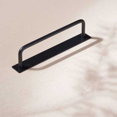 Elongated furniture handle Thread 128 Metal Black