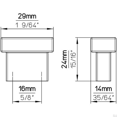 Oblong furniture handle 1595 16 Matt Silver