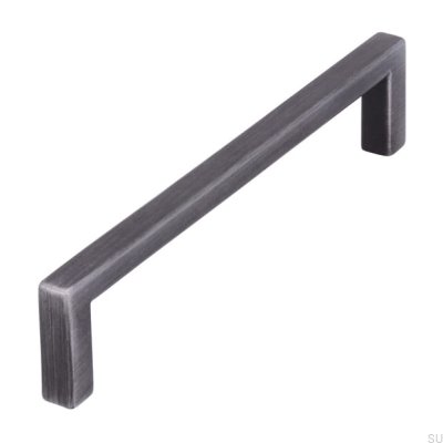 Oblong furniture handle 2108 128 Antique Silver Brushed