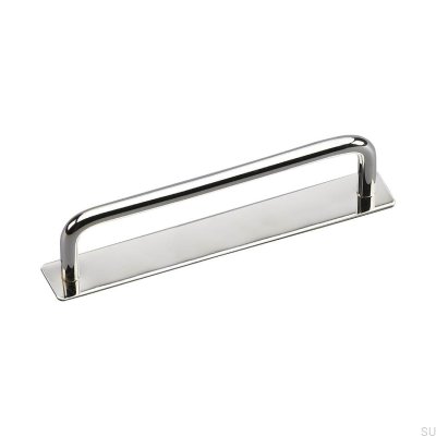 Elongated furniture handle with Royal Deluxe pad 128 Nickel-plated brass