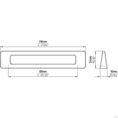 Elongated furniture handle 2394 96 Polished chrome