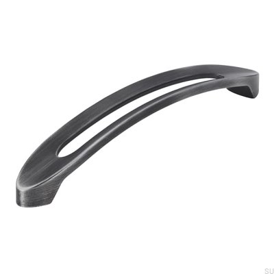 Oblong furniture handle 2374 160 Antique Silver Brushed