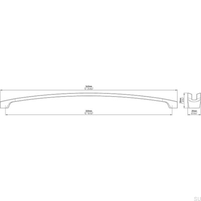 Oblong furniture handle 2374 320 Silver Brushed