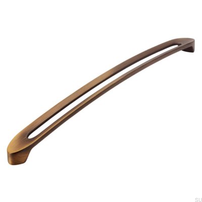 Elongated furniture handle 2374 320 Antique Gold Brushed