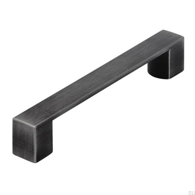 Elongated furniture handle 2157 128 Antique Silver Brushed