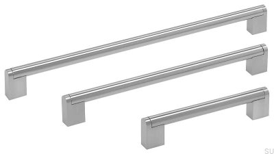 Boss 192 oblong furniture handle, silver polished (inox look)