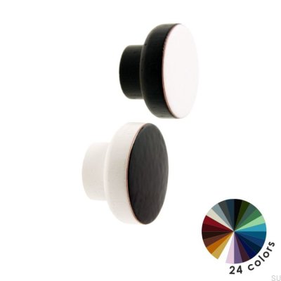 Furniture knob Simple White 40 Wooden Enamel Black