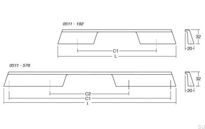 Rail 160 longitudinal furniture handle, aluminum, gold, brushed, cava