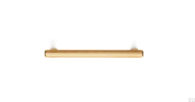 Elongated furniture handle Rille 160 Gold Brushed