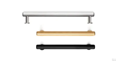 Rille 320 oblong furniture handle in Gold Brushed