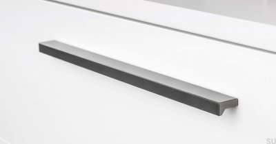 Angle 400 oblong furniture handle, Aluminum, Metallic Gray