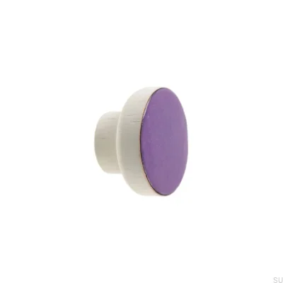 Furniture knob Simple White 40 Wooden Enameled Violet