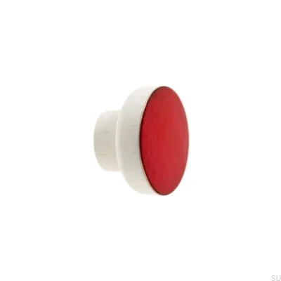 Furniture knob Simple White 40 Wooden Enameled Red