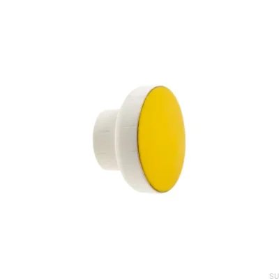 Furniture knob Simple White 40 Wooden Enameled Yellow