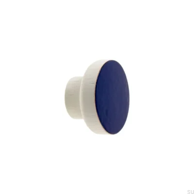 Furniture knob Simple White 40 Wooden Enameled Ultramarine