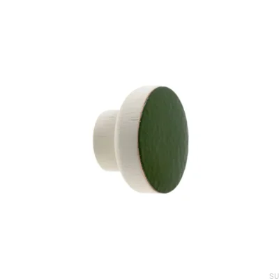 Furniture knob Simple White 40 Wooden Enameled Dark Green