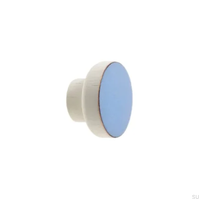 Furniture knob Simple White 40 Wooden Enameled Light Blue