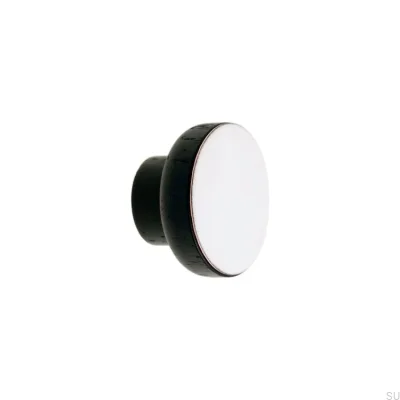 Furniture knob Simple Black 40 Wooden Enamel White