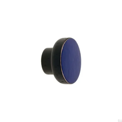 Furniture knob Simple Black 40 Wooden Enameled Ultramarine