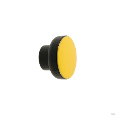 Furniture knob Simple Black 40 Wooden Enameled Yellow
