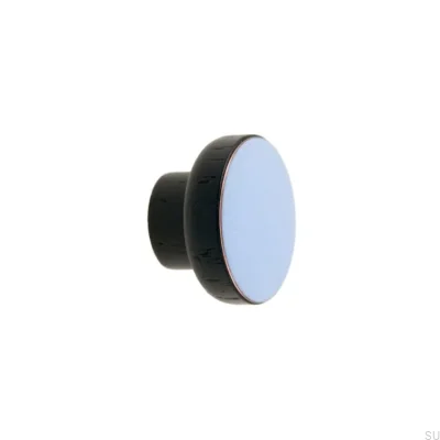 Furniture knob Simple Black 40 Wooden Enameled Light Blue