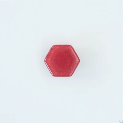 Hexagon Glass Furniture Knob Raspberry