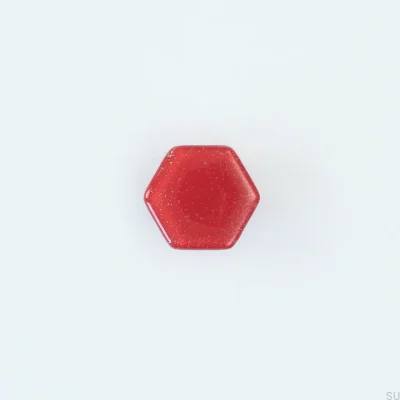 Hexagon Glass Furniture Knob Red
