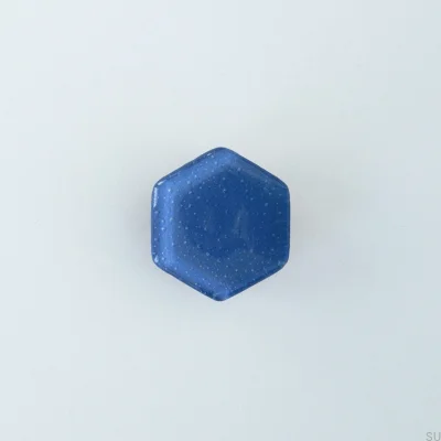 Hexagon Glass Furniture Knob Indigo