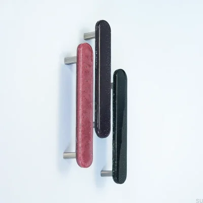 Elongated furniture handle, Round 128, Glass Gray