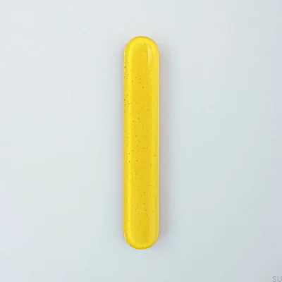 Round furniture handle, round 128, Glass, Yellow