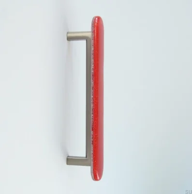 Round furniture handle, round 128, glass, red