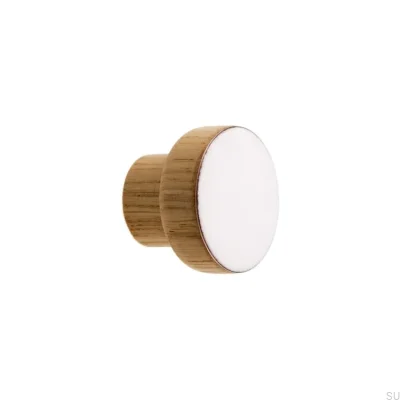 Furniture knob Simple, Wooden, Enamel, White, Oil, Colorless, Semi-matt