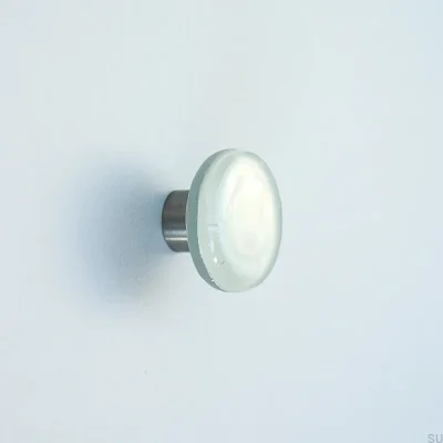 Furniture round glass knob, white