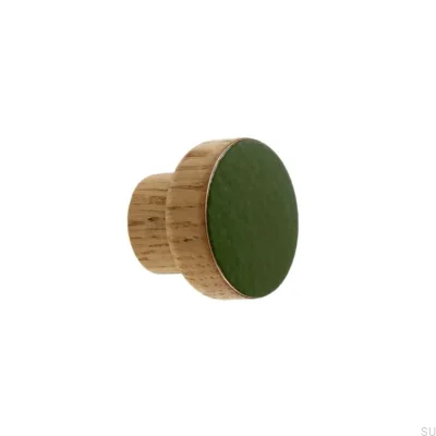 Furniture knob Simple, Wooden, Enameled, Dark Green, Oil, Colorless, Semi-matt