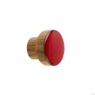 Furniture knob Simple, Wooden, Enameled, Red, Oil, Colorless, Semi-matt