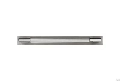 Lengthwise furniture handle with Arpa Plate 320 washer, Aluminum, Silver, Brushed