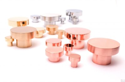 Furniture knob Dot 18 Polished Copper Unpainted