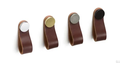 Furniture handle Flexa 70 Leather Brown with Silver